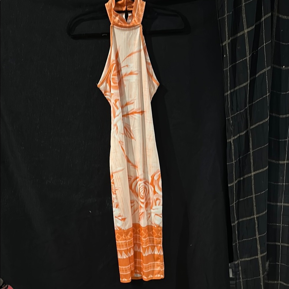 Chicme Orange and Cream Patterned Dress